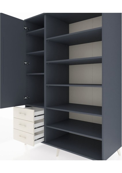 Kronos Dolap 9 Raflı 3 Çekmeceli 3 Kapaklı 132X59X195 Antrasit-Antrasit/aytaşı fırsatları