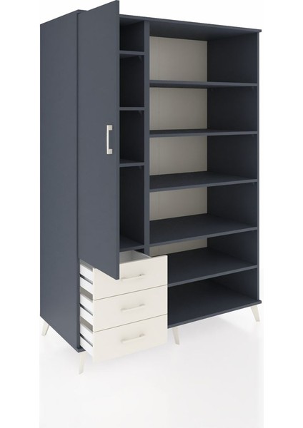 Kronos Dolap 9 Raflı 3 Çekmeceli 3 Kapaklı 132X59X195 Antrasit-Antrasit/aytaşı indirimleri