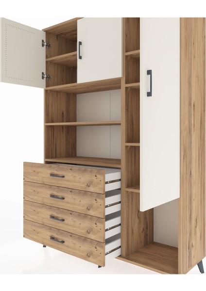 Hyperion Dolap 8 Raflı 4 Çekmeceli 3 Kapaklı 132X44X195 Çam-Aytaşı/çam fırsatları