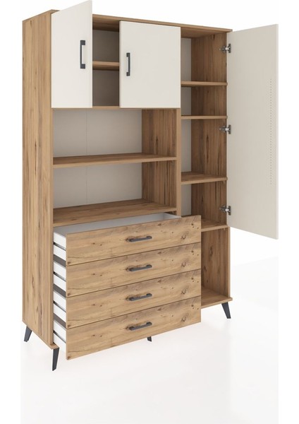 Hyperion Dolap 8 Raflı 4 Çekmeceli 3 Kapaklı 132X44X195 Çam-Aytaşı/çam indirimleri