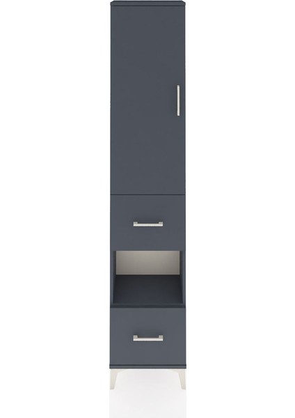 Arges Dolap 4 Raflı 2 Çekmeceli Tek Kapaklı 44X30X221 Antrasit-Antrasit