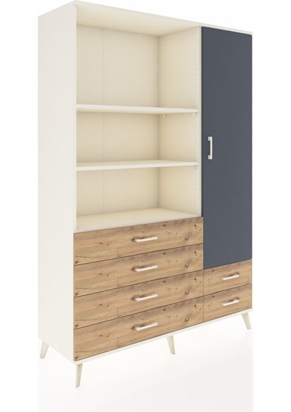 Hyperion Dolap 7 Raflı 6 Çekmeceli Tek Kapaklı 132X44X195 Aytaşı-Antrasit/çam fiyatları