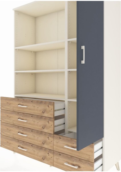 Hyperion Dolap 7 Raflı 6 Çekmeceli Tek Kapaklı 132X44X195 Aytaşı-Antrasit/çam fırsatları