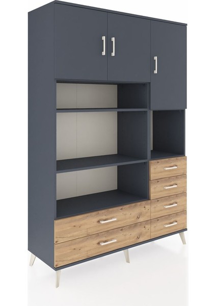 Hyperion Dolap 9 Raflı 6 Çekmeceli 3 Kapaklı 132X44X195 Antrasit-Antrasit/çam fiyatları