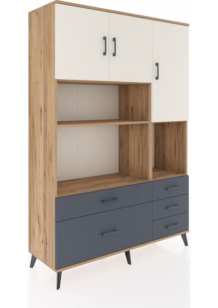 Hyperion Dolap 8 Raflı 5 Çekmeceli 3 Kapaklı 132X44X195 Çam-Aytaşı/antrasit fiyatları