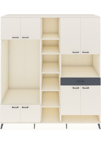 Kronos Dolap 12 Raflı Tek Çekmeceli 8 Kapaklı 220X59X243 Aytaşı-Aytaşı/antrasit