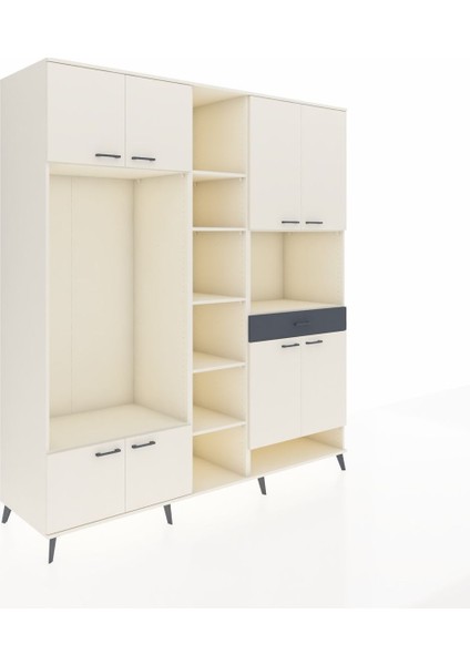 Kronos Dolap 12 Raflı Tek Çekmeceli 8 Kapaklı 220X59X243 Aytaşı-Aytaşı/antrasit fiyatları