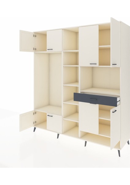 Kronos Dolap 12 Raflı Tek Çekmeceli 8 Kapaklı 220X59X243 Aytaşı-Aytaşı/antrasit modelleri