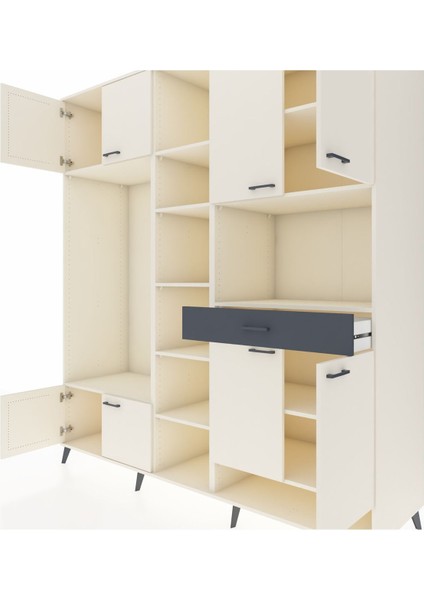 Kronos Dolap 12 Raflı Tek Çekmeceli 8 Kapaklı 220X59X243 Aytaşı-Aytaşı/antrasit fırsatları