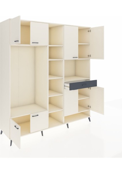 Kronos Dolap 12 Raflı Tek Çekmeceli 8 Kapaklı 220X59X243 Aytaşı-Aytaşı/antrasit indirimleri