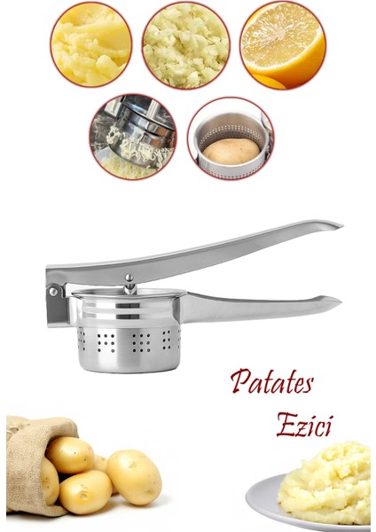76850 Patates Ezici Paslanmaz Metal Patates Ezici Püre Yapıcı Patates Ezeceği 27CM