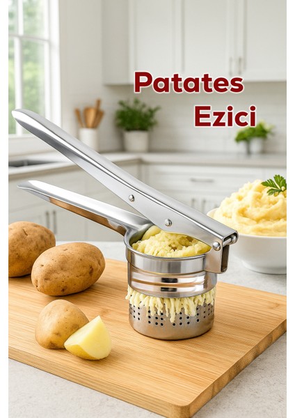 76850 Patates Ezici Paslanmaz Metal Patates Ezici Püre Yapıcı Patates Ezeceği 27CM modelleri