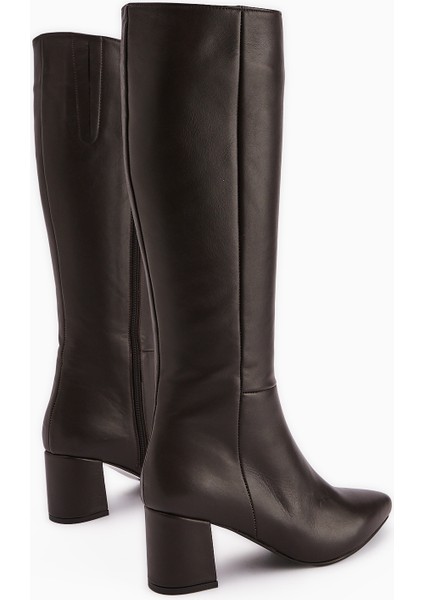 Velma Hakiki Deri Kahve Topuklu Kadın Çizme fırsatları