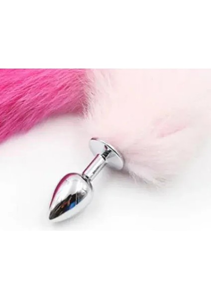 Kulis Grup Ombre Pembe Tilki Kuyruğu Paslanmaz Çelik Anal Plug