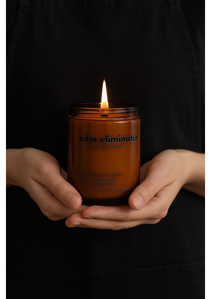 : Odor Eliminator : Amber Cam Kavanozda : Kokulu Soya Mum (Özel Karışım, Lavanta, Şampanya Aroması)