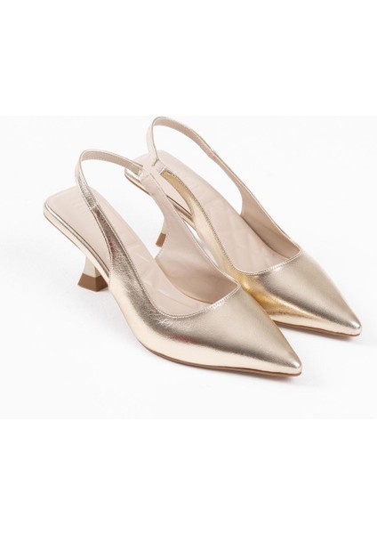 Angelica Kadın Altın Kırışık Rugan Topuklu Ayakkabı fiyatları