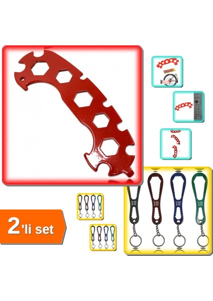 Bisiklet Tamir Anahtarı 15IN1 + Anahtarlık 06-20MM 2’li Set Dayanıklı Kombo TRX9FQ