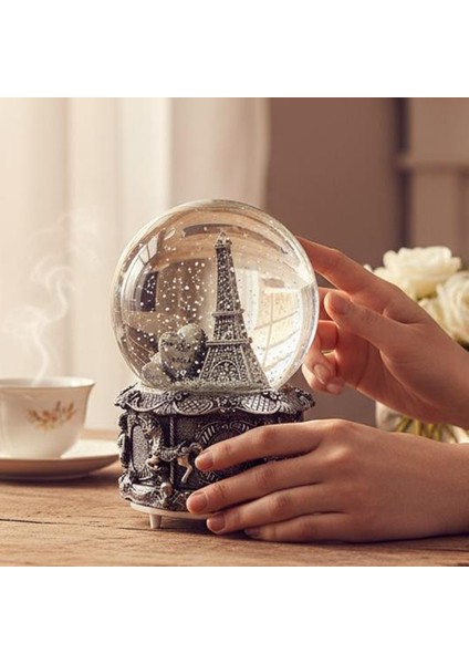 Eyfel Temalı Büyük Boy Püskürtmeli Müzikli Işıklı Kar Küresi