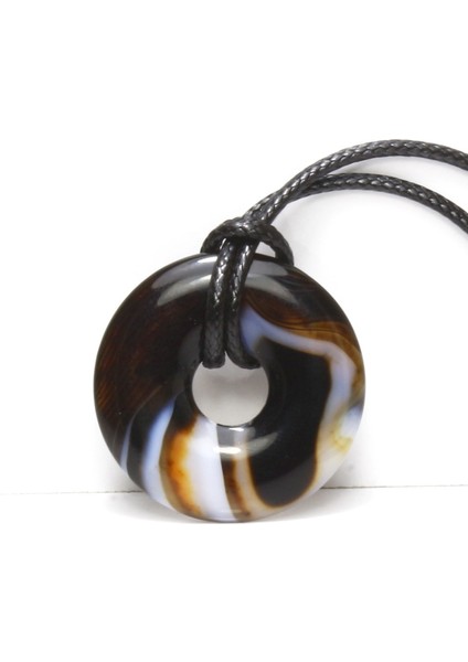 Akik Taşı Deri Ipli Kolye | El Yapımı | Doğal Taş