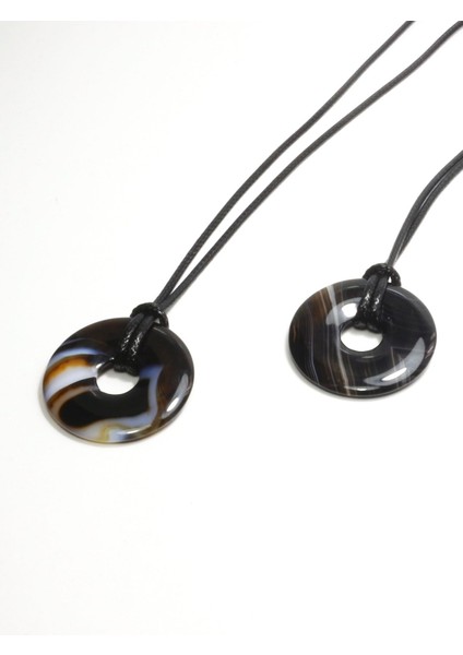 Akik Taşı Deri Ipli Kolye | El Yapımı | Doğal Taş fırsatları