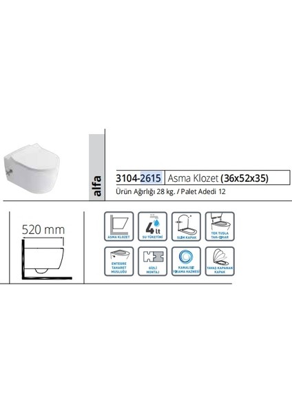 Idevit Alfa Asma Klozet modelleri