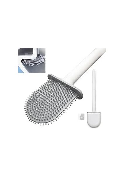 High-Tech Silikon Tuvalet Fırçası, Kavisli Tasarım, Çizik Bırakmayan Başlık, Silikon Tuvalet Fırçası, Duvara Yapıştırmalı, Tuvalet, Küvet, Fırçası, Temizleme Fırçası