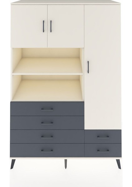 Kronos Dolap 9 Raflı 6 Çekmeceli 3 Kapaklı 132X59X195 Aytaşı-Aytaşı/antrasit