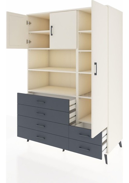 Kronos Dolap 9 Raflı 6 Çekmeceli 3 Kapaklı 132X59X195 Aytaşı-Aytaşı/antrasit modelleri