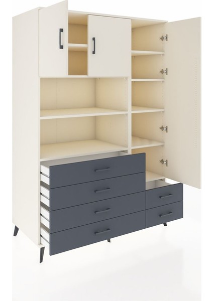 Kronos Dolap 9 Raflı 6 Çekmeceli 3 Kapaklı 132X59X195 Aytaşı-Aytaşı/antrasit indirimleri