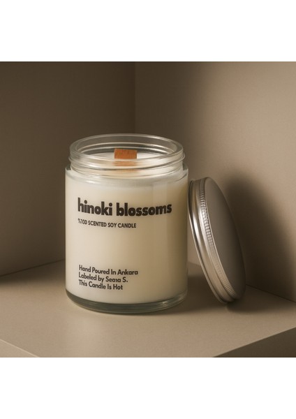 : Hinoki Blossoms : Cam Kavanozda Kokulu %100 Soya Mum (Hinoki Çiçeği, Kiraz Ç., Papatya, Beyaz Gül)