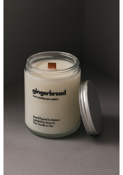 : Gingerbread : Cam Kavanozda Kokulu %100 Soya Mum (Tatlı Zencefil, Tarçın, Karamel, Vanilya, Şeker)