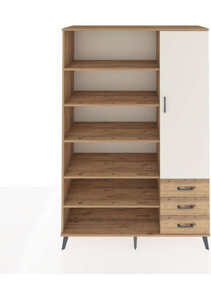 Hyperion Dolap 9 Raflı 3 Çekmeceli Tek Kapaklı 132X44X195 Çam-Aytaşı/çam