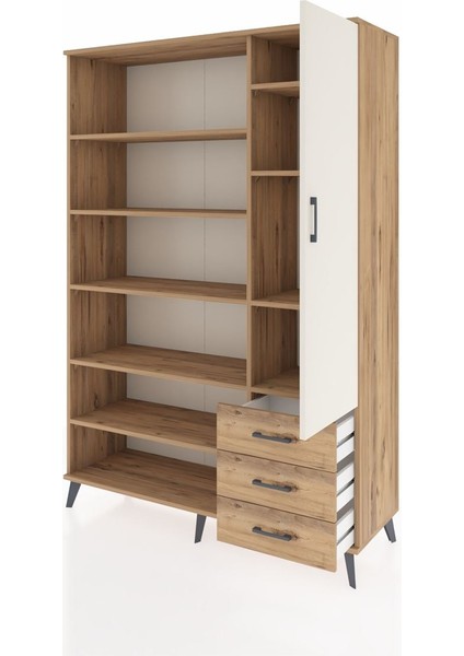 Hyperion Dolap 9 Raflı 3 Çekmeceli Tek Kapaklı 132X44X195 Çam-Aytaşı/çam modelleri