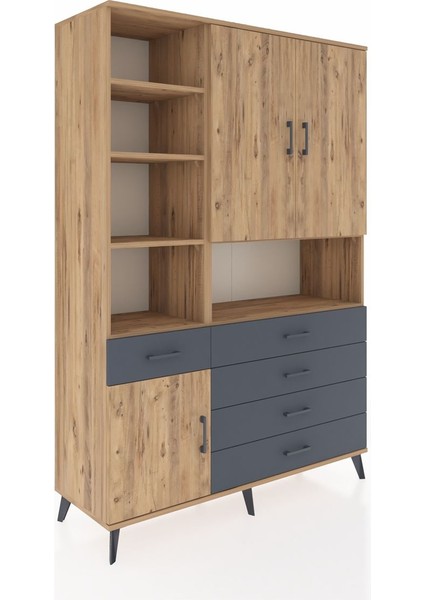 Hyperion Dolap 8 Raflı 5 Çekmeceli 3 Kapaklı 132X44X195 Çam-Çam/antrasit fiyatları