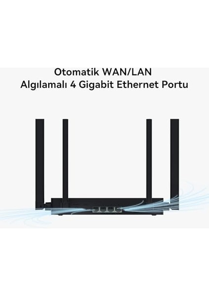 Wifi AX3S, Wi-Fi 6 AX3000 Gigabit Çift Bant Kablosuz Yönlendirici, 4 Adet Otomatik Uyarlanan Wan/lan Ge Portu, Wi-Fi Güçlendirici, Homesec™ Ağ Güvenliği, Siyah modelleri