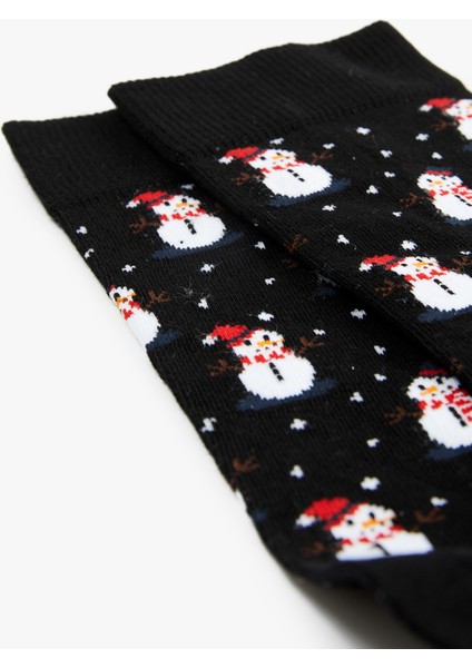Kardan Adam Desenli Soket Çorap modelleri