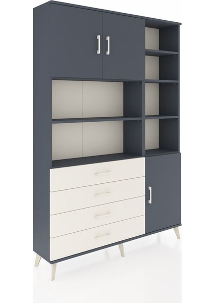Arges Dolap 9 Raflı 4 Çekmeceli 3 Kapaklı 132X30X195 Antrasit-Antrasit/aytaşı fiyatları