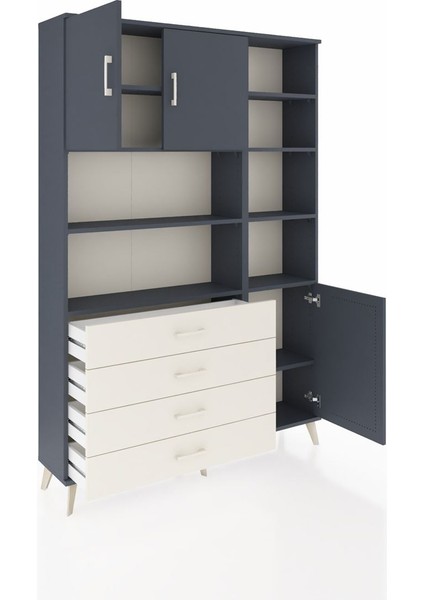 Arges Dolap 9 Raflı 4 Çekmeceli 3 Kapaklı 132X30X195 Antrasit-Antrasit/aytaşı indirimleri