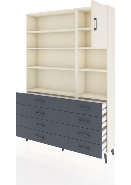 Arges Dolap 8 Raflı 8 Çekmeceli Tek Kapaklı 132X30X195 Aytaşı-Aytaşı/antrasit modelleri