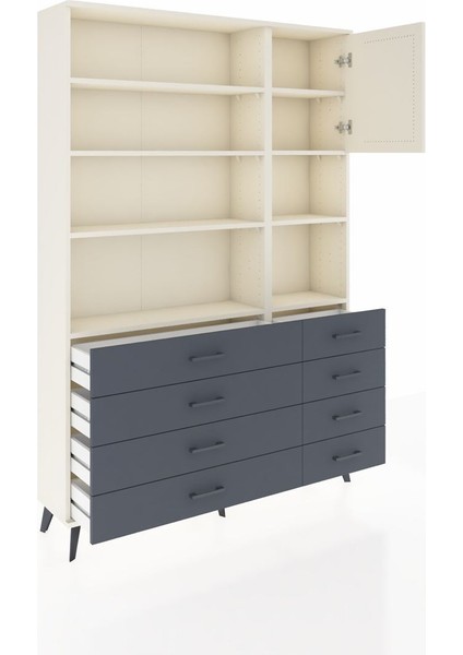 Arges Dolap 8 Raflı 8 Çekmeceli Tek Kapaklı 132X30X195 Aytaşı-Aytaşı/antrasit indirimleri