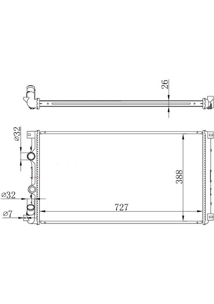 RADYATÖR MOVANO-MASTER 2 1999-2001 1.9-2.2-2.5-2.8 DT AC MEK 728X414.5X27 7701049664
