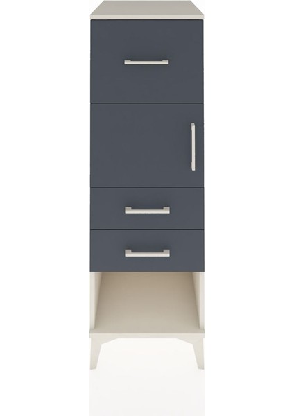 Kronos Dolap Tek Raflı 3 Çekmeceli Tek Kapaklı 44X59X134 Aytaşı-Antrasit