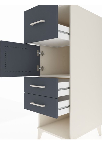 Kronos Dolap Tek Raflı 3 Çekmeceli Tek Kapaklı 44X59X134 Aytaşı-Antrasit indirimleri