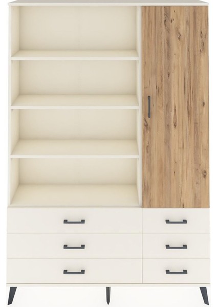 Arges Dolap 8 Raflı 6 Çekmeceli Tek Kapaklı 132X30X195 Aytaşı-Çam/aytaşı