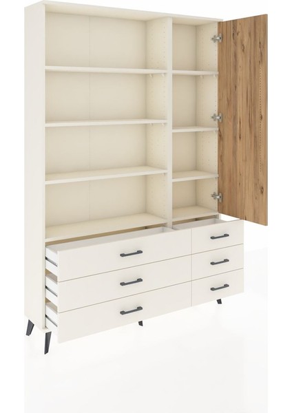 Arges Dolap 8 Raflı 6 Çekmeceli Tek Kapaklı 132X30X195 Aytaşı-Çam/aytaşı indirimleri