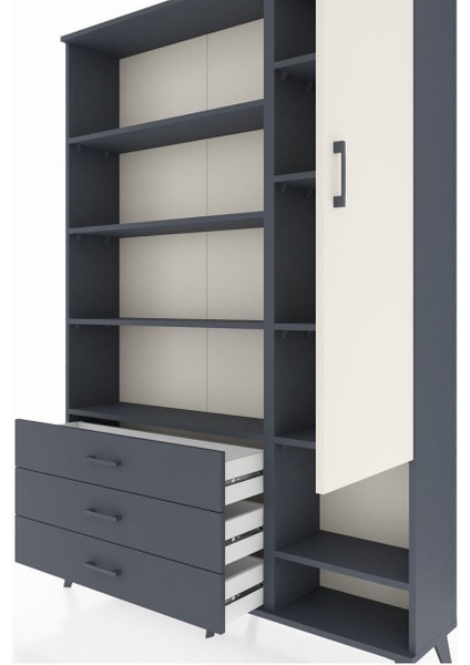 Arges Dolap 9 Raflı 3 Çekmeceli Tek Kapaklı 132X30X195 Antrasit-Aytaşı/antrasit fırsatları
