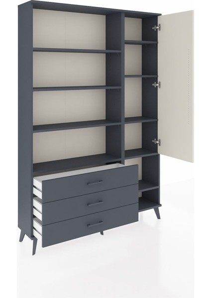 Arges Dolap 9 Raflı 3 Çekmeceli Tek Kapaklı 132X30X195 Antrasit-Aytaşı/antrasit indirimleri