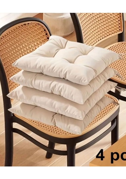 4’lü Sandalye Minderi – Bağcıklı, Çökme Yapmaz Sünger Dolgulu, Yıkanabilir – 40X40 cm