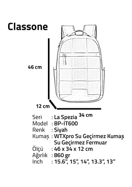 BP-IT604 15.6" La Spezia Serisi Wtx Pro Su Geçirmez Kumaş,su Geçirmez Fermuar Laptop,notebook,sırt Çantası fiyatları