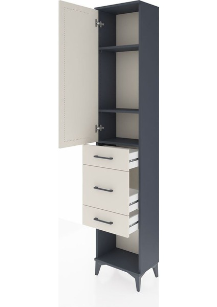 Arges Dolap 3 Raflı 3 Çekmeceli Tek Kapaklı 44X30X221 Antrasit-Aytaşı fırsatları